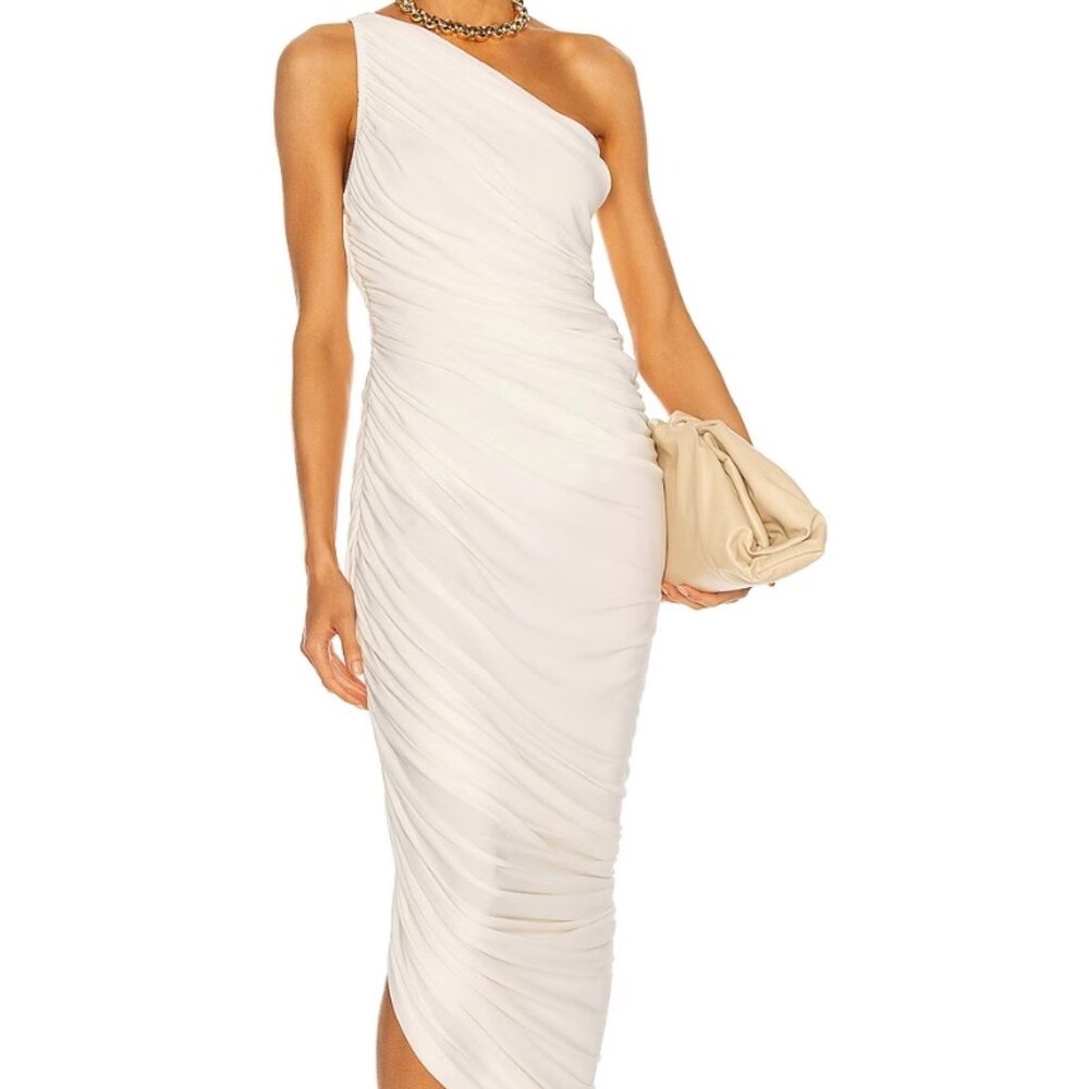 Norma Kamali Diana One-Shoulder Ruched Midi Dress